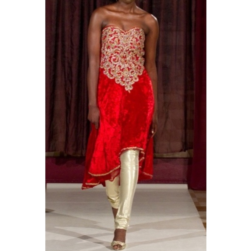 Strapless velvet gown